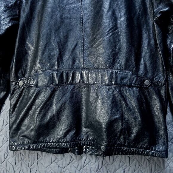 Wilsons M. Julian Leather Jacket Soft Mens Size L Black Cinch Belts Insulated - Picture 16 of 16